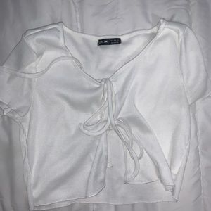 White Crop Top, Tie Front